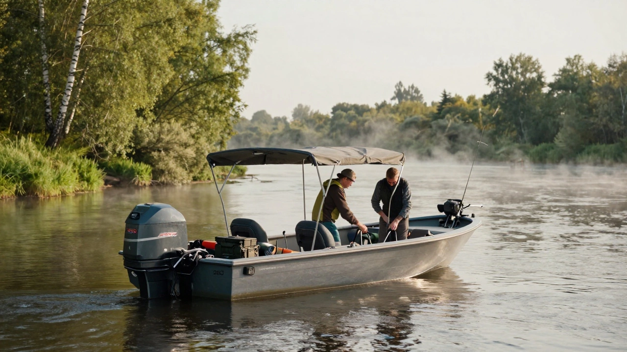 Малый прогулочный катер для рыбалки на реке